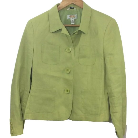 Talbots Womens Size 10 Petite Green Irish Linen - Picture 1 of 6